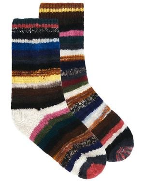The Elder Statesman Hand Knit Mix N' Match Sock - Blue