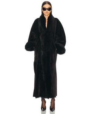 Nour Hammour Sima Grand Shearling Coat - Black
