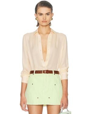 RENGGLI Silk Georgette Button Up Shirt - Natural