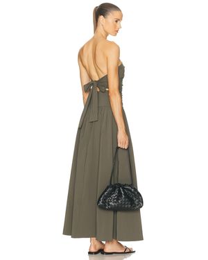 St. Agni Gathered Strapless Tie Back Dress - Green