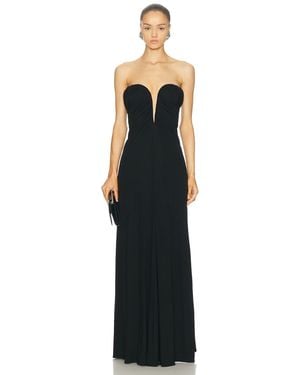 Atlein Bustier Ruched Gown - Black