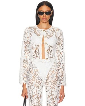 La Porte Coco Lace Button Shirt - White
