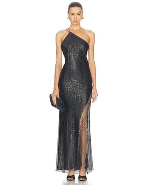 The Sei Sheer Slit One Shoulder Gown - Metallic