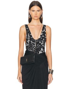Saint Laurent Palm Print Bodysuit - Black