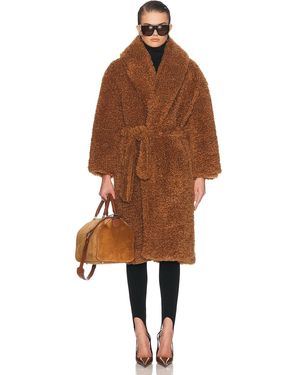 Atlein Long Teddy Wrap Coat - Brown