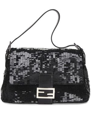 Fendi Sequin Mama Baguette Shoulder Bag - Black