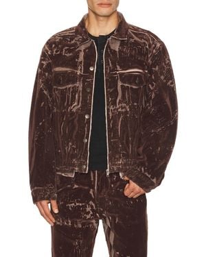 Maison Margiela Flocked Denim Trucker Jacket - Brown