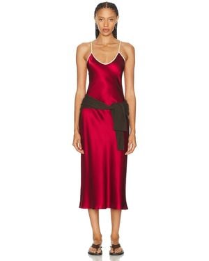 Comme Si Silk Bias Slip Dress - Red