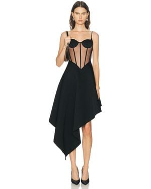 David Koma Bustier Top Detail Asymmetric Skirt Midi Dress - Black