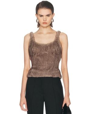 Alexander Wang Faux Fur Fitted Tank Top - Black