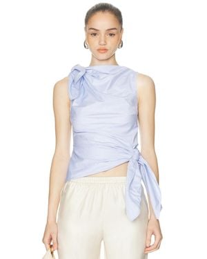 Monse Bow Drape Shirting Top - Blue