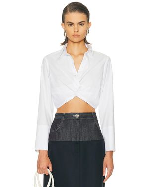 Matthew Bruch Twist Button Up Top - White