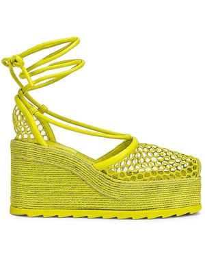 Bottega Veneta Stretch Lace Up Espadrilles - Yellow