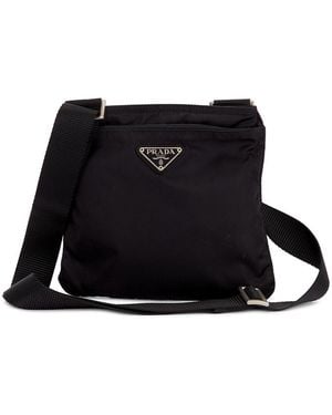 Prada Tessuto Flat Messenger Bag - Black