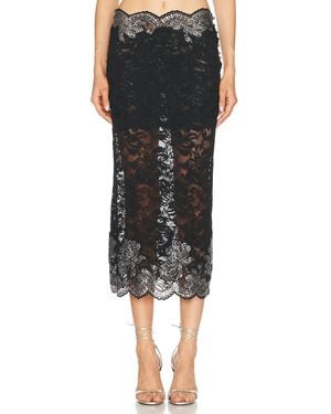 Rabanne Studded Lace Midi Skirt - Black
