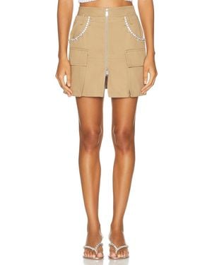 Area Crystal Pocket Cargo Mini Skirt - Natural