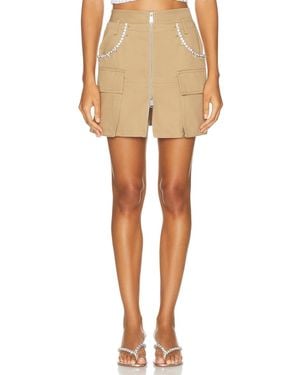 Area Crystal Pocket Cargo Mini Skirt - Natural