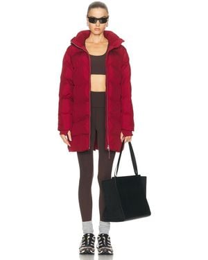 Beyond Yoga Warm Up Long Puffer Jacket - Red