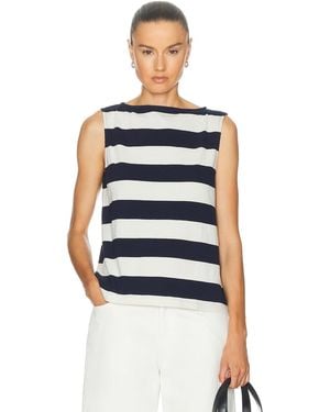 DONNI. The Jersey Stripe Boatneck Tank Top - Blue