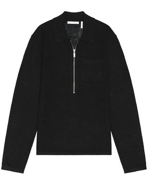 Helmut Lang Long Sleeve Zip Polo - Black