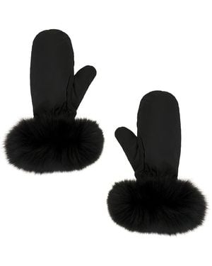 Yves Salomon Fox Fur Trim Mittens - Black