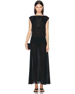 St. Agni Stretch Silk Bateau Dress - Black
