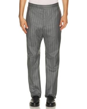 Thom Browne Fit Backstrap Wool Flannel Chalk Stripe Trouser - Gray