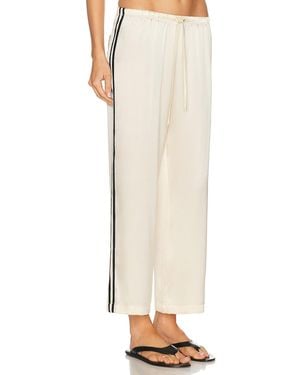 DONNI. The Silk Stripe Crop Pant - White