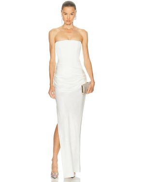 Alex Perry Strapless Longline Draped Column Gown - White