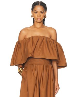 Carolina Herrera Off The Shoulder Top - Brown