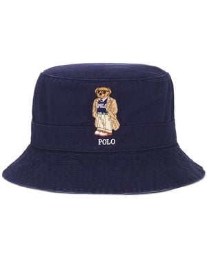 Polo Ralph Lauren Classic Twill Novelty Bear Loft Bucket Hat - Blue