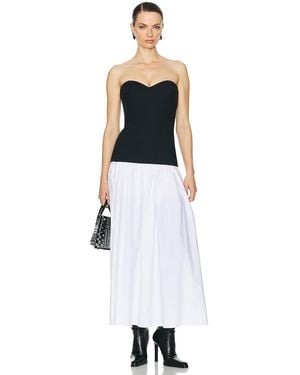 Helsa Faille Colorblock Midi Dress - White