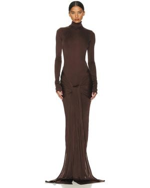 Helsa Slinky Jersey Sarong Maxi Dress - Brown