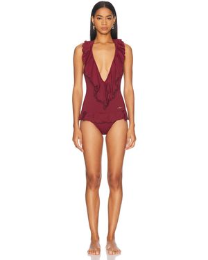 Chloé Ruffled One Piece Swimsuit - Red
