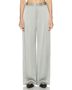 LAPOINTE Satin Relaxed Pleated Pant - Gray