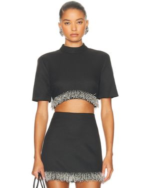 Jonathan Simkhai Jalen Short Sleeve Cropped Top - Black