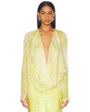 SEV Long Sleeve Draped Blouse - Yellow