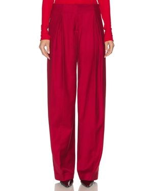 Blumarine Twill Wide Leg Trouser - Red