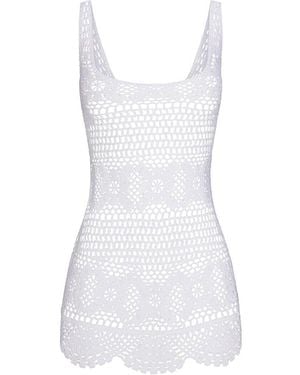 Skims Crochet Swim Tank Dress - White