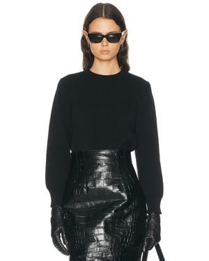 TOTEME Cropped Cotton Knit Sweater - Black