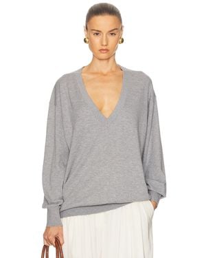 Helsa Quintana Oversized V Neck Sweater - Gray