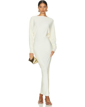 Helsa Matte Jersey Open Back Dress - White