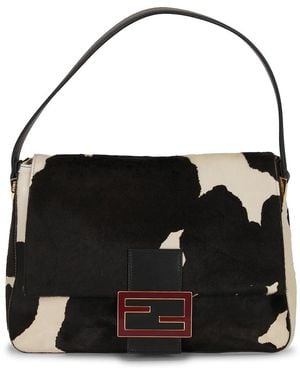 Fendi Pony Hair Mama Baguette Shoulder Bag - Black