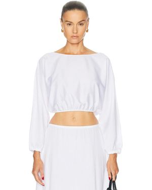 Leset Yoko Long Sleeve Blouson Top - White