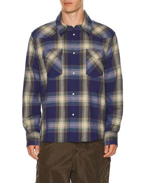 Visvim Four Corners Check Long Sleeve Shirt - Blue