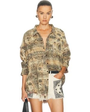 R13 Shredded Seam Drop Neck Shirt - Metallic