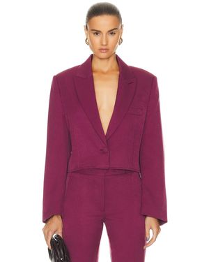 RTA Cropped Single Breasted Blazer - Purple