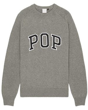 Pop Trading Co. Knitted Arch Crew Neck Sweatshirt - Gray