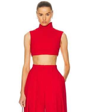 Monot Turtleneck Sleeveless Crop Top - Red