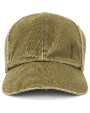 Saint Laurent Washed Denim Cap - Green